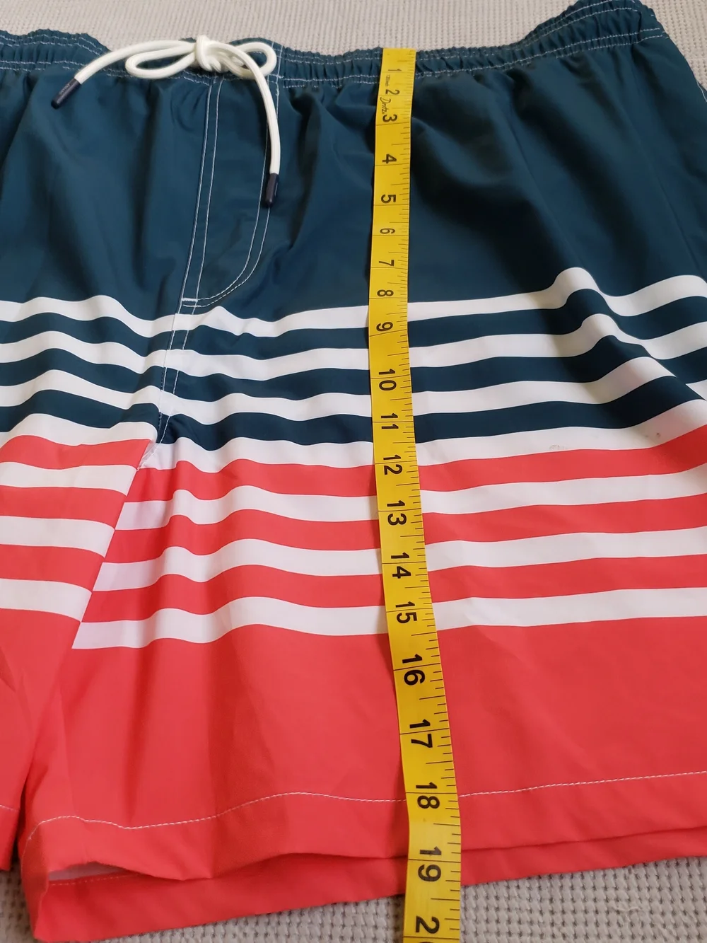 Chaps Men's 3XL Navy, White and Coral‎ Stripe Swim Trunks